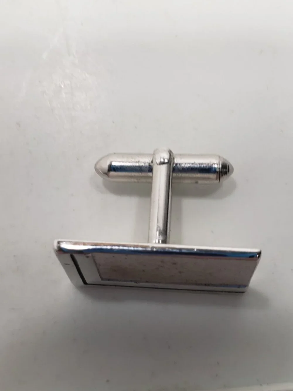 Vintage Rectangular Textured Mid Century Silver Tone Cufflinks